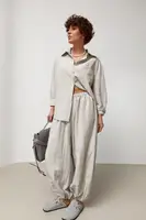Вільний костюм із сорочкою та штанами-аладінами - сірий цвет, ONE SIZE (є розміри)