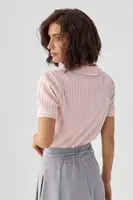 Футболка-поло в косичку - пудра цвет, ONE SIZE