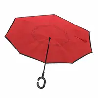 Зонт навпаки Lesko Up-Brella Червоний зворотного складання брендовий для дівчат Апбрела подвійне складання