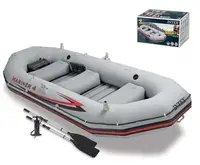 Лодка надувная Intex Mariner 4, четырехместная, алюминиевые весла, ручной насос.  Grey (114811)