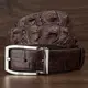 Ремень мужской CROCODILE LEATHER 18178 из натуральной кожи крокодила Коричневый
