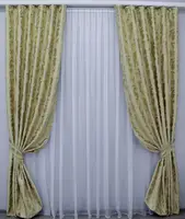 Комплект (2шт.1,5х2,7м.) готових штор з тканини блекаут. Колір жовтий з срібним. Код 1071ш 30-887