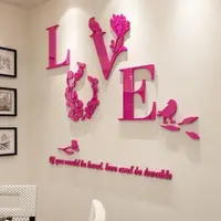 Акриловая 3D наклейка "Love" красная роза