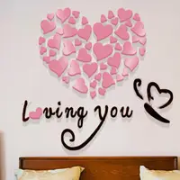 Акриловая 3D наклейка "Loving You" розовый 60х60см