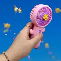 Вентилятор (вбудований акумулятор, USB кабель, в коробці) синя серединка
