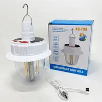 Світлодіодна LED лампа з акумулятором T38-COB+SMD(RGB) 2x18650 сонячна батарея