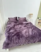 Постільна білизна плюшева євро Dushka Home 20765 200х220 см бузкова
