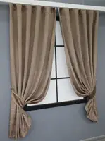 Комплект (2шт. 1,3х1,7м.) коротких штор із тканини оксамит (бархат). Колір какао з теракатовим. Код 1129ш 35-0054