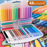 Набор маркеров 48 шт акриловые для рисования и творчества,маркеры для бумаги, ткани, керамики в пластиковом кейсе