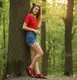 Красные трикотажные женские босоножки красный