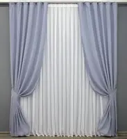 Комплект (2шт. 1,5х2,7м.) готових штор із жакардової тканини, колекція "Ібіца". Колір блакитний. Код 1336ш 33-0192