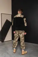 Кофта флисовая мужская военная тактическая с липучками под шевроны Пиксель 8032 50 размер черная