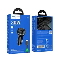 Адаптер автомобільний HOCO Rank single port car charger Z58 (Type-C to Type-C set) |1Type-C, 30W/3A, PD30W/QC|