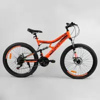Велосипед спортивный двухподвес 26" Corso «Rock-Pro» 21 скорость, дисковые тормоза. Orange (103558)