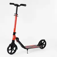 Самокат складной "Best Scooter". С PU колесами, зажимом руля и 1 амортизатором. Red and black (103467)