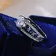 Кольцо женское с синими и белыми кристаллами код 2382
