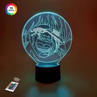 3D ночник "Канеки Кен" (УВЕЛИЧЕННОЕ ИЗОБРАЖЕНИЕ)+ пульт ДУ + сетевой адаптер + батарейки (3ААА)  3DTOYSLAMP