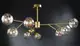 Люстра светодиодная потолочная LED светильник для квартиры на потолок лэд 26479 Латунь 42-72х110х110 см.