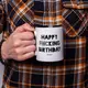 Кружка "Happy fucking birthday", Черный, английский, Деревянная подарочная коробка с гравировкой, 330 мл