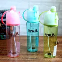 Спортивна фітнес-спеєр Пляшка New B Pink New Button Bottle 600 мл із розпилювачем шкалі та дозатором