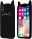 Силиконовый чехол для iPhone XR - 3D Cat (Кот с усами), Черный