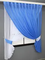 Кухонний комплект (280х170см.), шторки з підв'язками "Дует". Колір блакитний з білим. Код 076к 52-0621