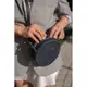 Круглая кожаная женская сумочка Tablet темно-синяя