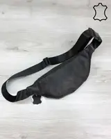 Kожаная сумка бананка черного цвета