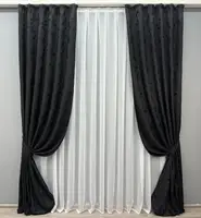 Комплект (2шт. 1,5х2,9м.) жакардових штор. Колір чорний. Код 980ш 30-780