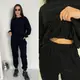 Костюм из микровельвета AO207 Черный Oversize XL-3XL