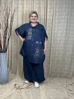 Широкие брюки широкие лен-бохо "Алжир" на резинке 62-64 66-68 70-72 74-76
