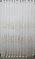 Тюль (3х2,7м.) органза з вишивкою. Колір білий з золотистим. Код 1096т 40-037