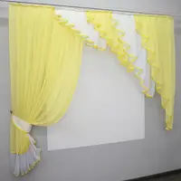 Кухонний комплект ламбрекен і шторка на карниз 2м Колір жовтий з білим 070к