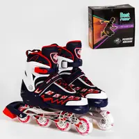 Роликові ковзани Best Roller (30-33) PU колеса світяться, в коробці. Dark blue/Red (116754)