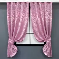 Комплект (2шт. 1,3х1,7м.) коротких жаккардовых штор, коллекция "Вензель". Цвет розовый. Код 476ш 35-0202