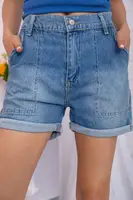 Джинсовые женские шорты голубого цвета 164R3471