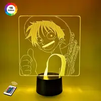 3D ночник "Монки Д. Луффи" УВЕЛИЧЕННОЕ ИЗОБРАЖЕНИЕ+ пульт ДУ +  сетевой адаптер + батарейки (3ААА)  3DTOYSLAM
