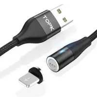 Магнитный кабель для зарядки Topk Llightning Black USB 1m Quick Charge 5A и синхронизации быстрая зарядка