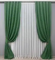 Комплект штор (2шт. 1х2,95м.) мікровелюр, колекція "Petek YL". Колір зелений. Код 1709ш 31-___