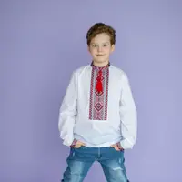Вишиванка Moderika Грицько біла з червоною вишивкою