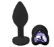 Силиконовая анальная пробка EGZO - Silicone Black Heart Plug Amethyst, size S