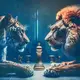Алмазная мозаика Strateg ПРЕМИУМ Тигр со львом размером 30х30 см (HEE13830)