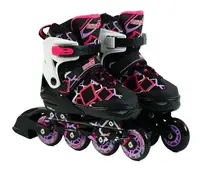 Роликовые коньки Best Roller. Размер 34-37: 20,5-23,5 см, светящиеся PU колёса. Black and Pink (151212)