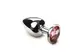 Большая серебристая анальная пробкаSilver Pink Topaz, L  с розовым кристаллом