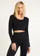 Кроп-топ лонгслив в рубчик CROP TOP RIB one size 18861 черный