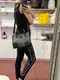 Серые буквы (серый фон) - стильная молодежная удобная сумка в стиле Tote Bag (0430-2)