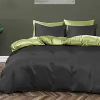 Постельное белье ДУЭТ BLACK/PISTACHIO Premium Premium Сатин однотон MERISET - Полуторный