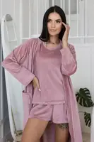 Комплект пижама с шортами и халат Кп1550ш Пудровый