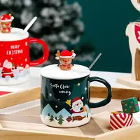 Кружка с крышкой новогодняя Santa Claus 8976 350 мл зеленая