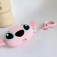 Чохол для AirPods Pro 2/1 - Стич 3D Рожевий (pink), силіконовий